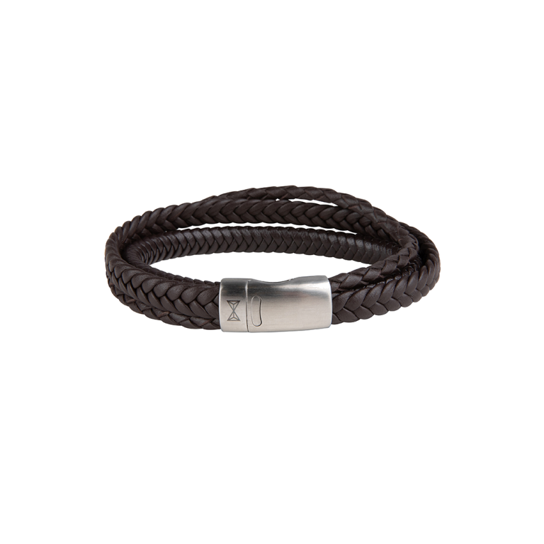 Aze Jewels Armband | Adventure Iron Three String Brown Armband Leder DonkerBruin L Heren