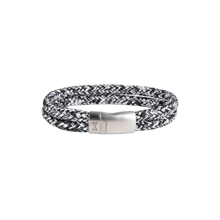 Aze Jewels Armband Marine Tack & Gybe - double 6mm Armband Nautisch Zwart/Wit Onregelmatig L Heren