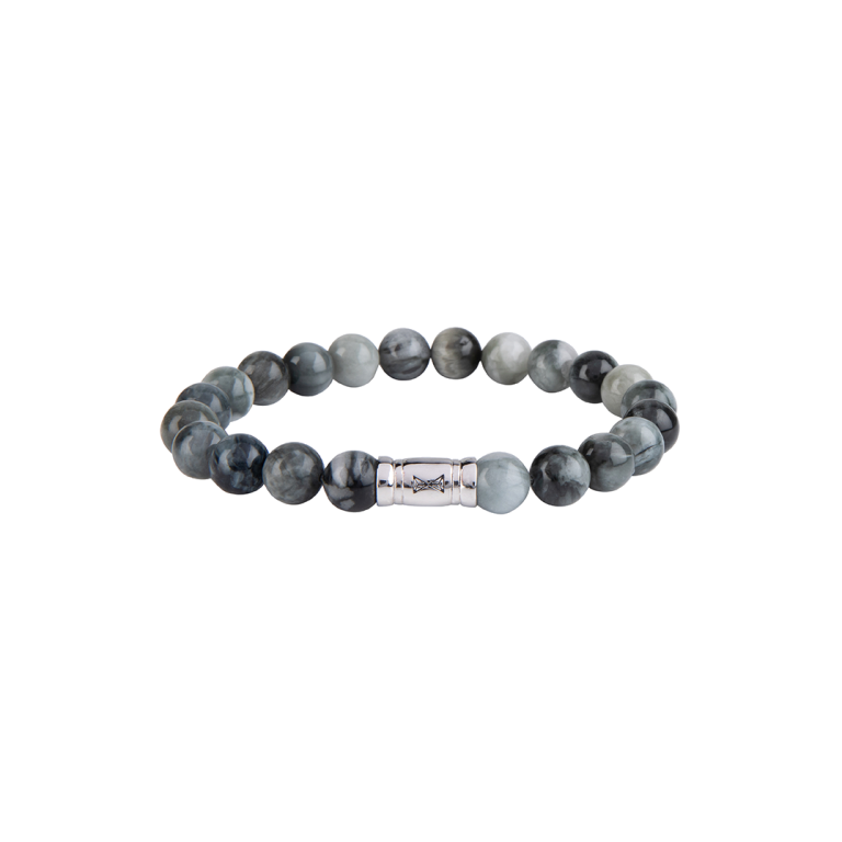 Aze Jewels Armband | Rocks Eagle Peak - 8mm Armband Edelstenen Grijs M Heren