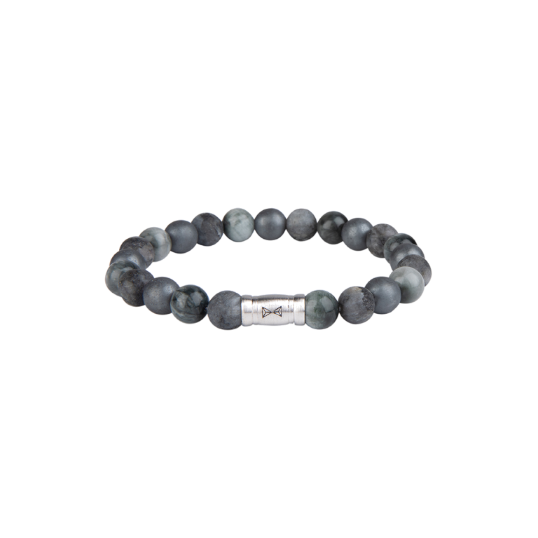 Aze Jewels Armband | Rocks Trivor - 8mm Armband Edelstenen Grijs M Heren
