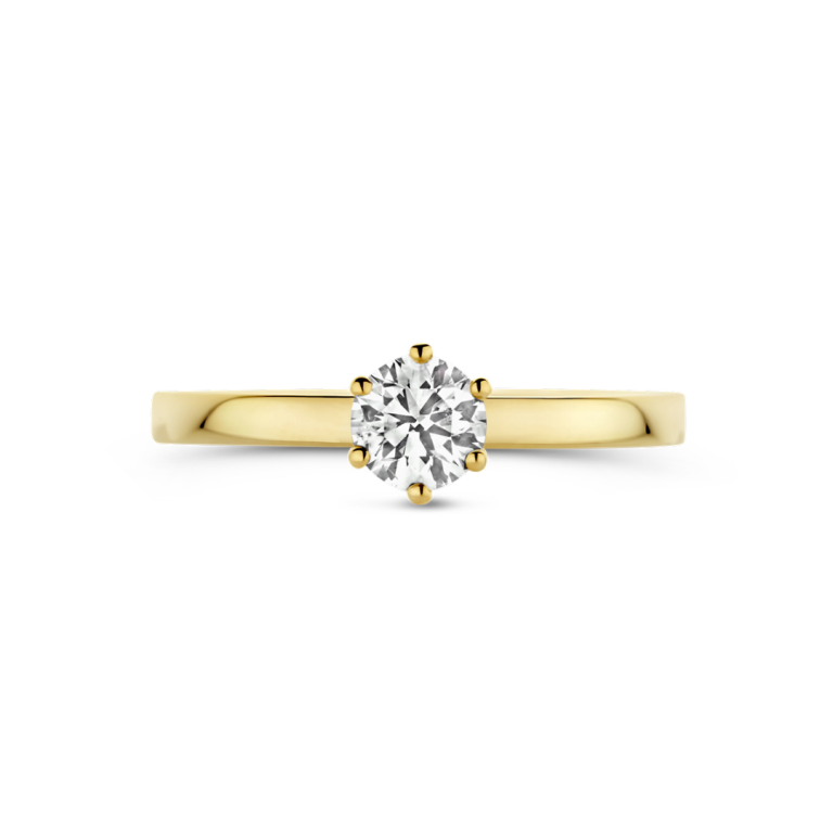 ring diamant 0.50ct h si 18K geelgoud