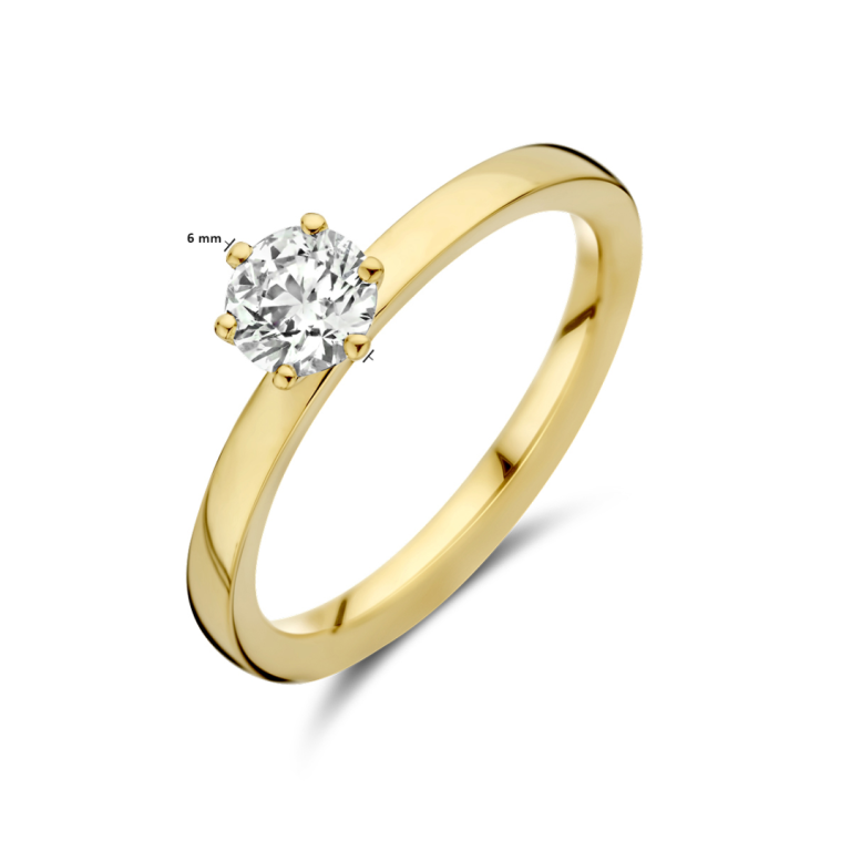 ring diamant 0.50ct h si 18K geelgoud