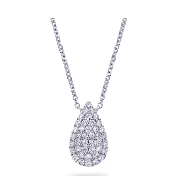 Witgouden collier met hanger en diamant