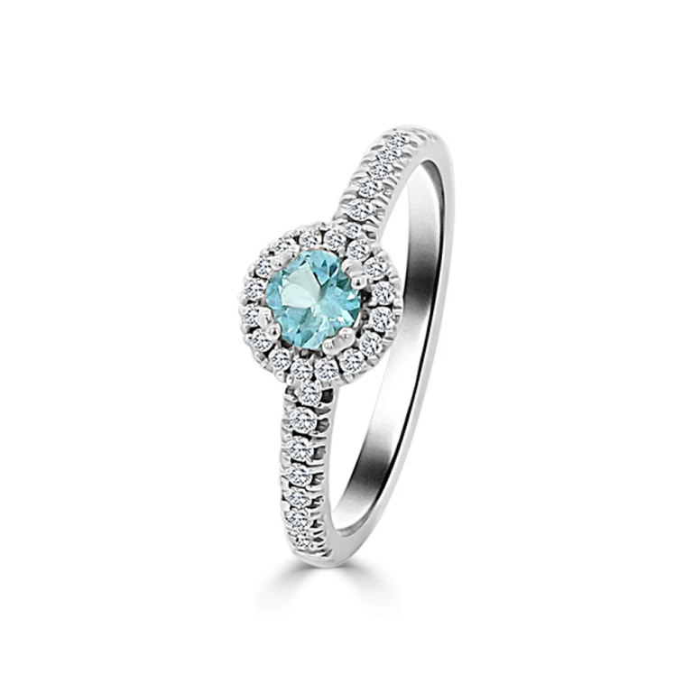 Witgouden Ring met Diamant en Topaas