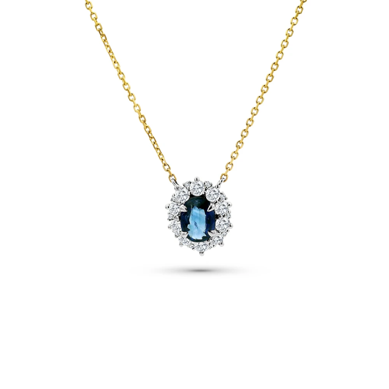 Gouden Collier Diamant-Saffier