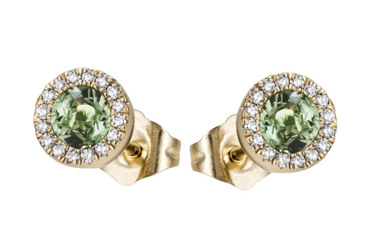 Gouden Oorsieraden met Saffier en Diamant