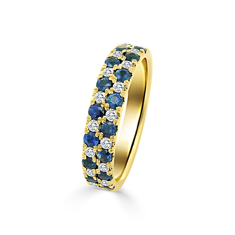 Gouden Ring Diamant-Saffier