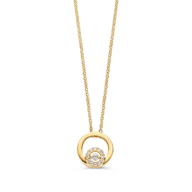 Collier geelgoud briljant 0,06 crt.