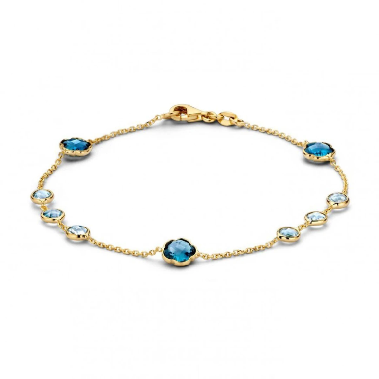 Gouden armband blauw topaas